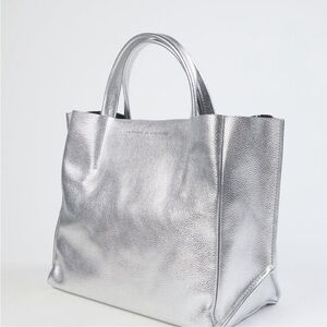 Chic Silver Tote Bag with strap